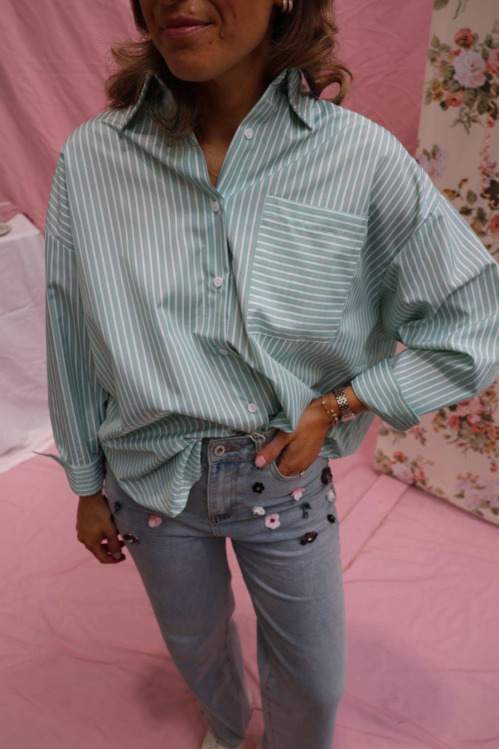 Liesel striped shirt mint green