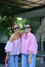 Lea off shoulder blouse roze