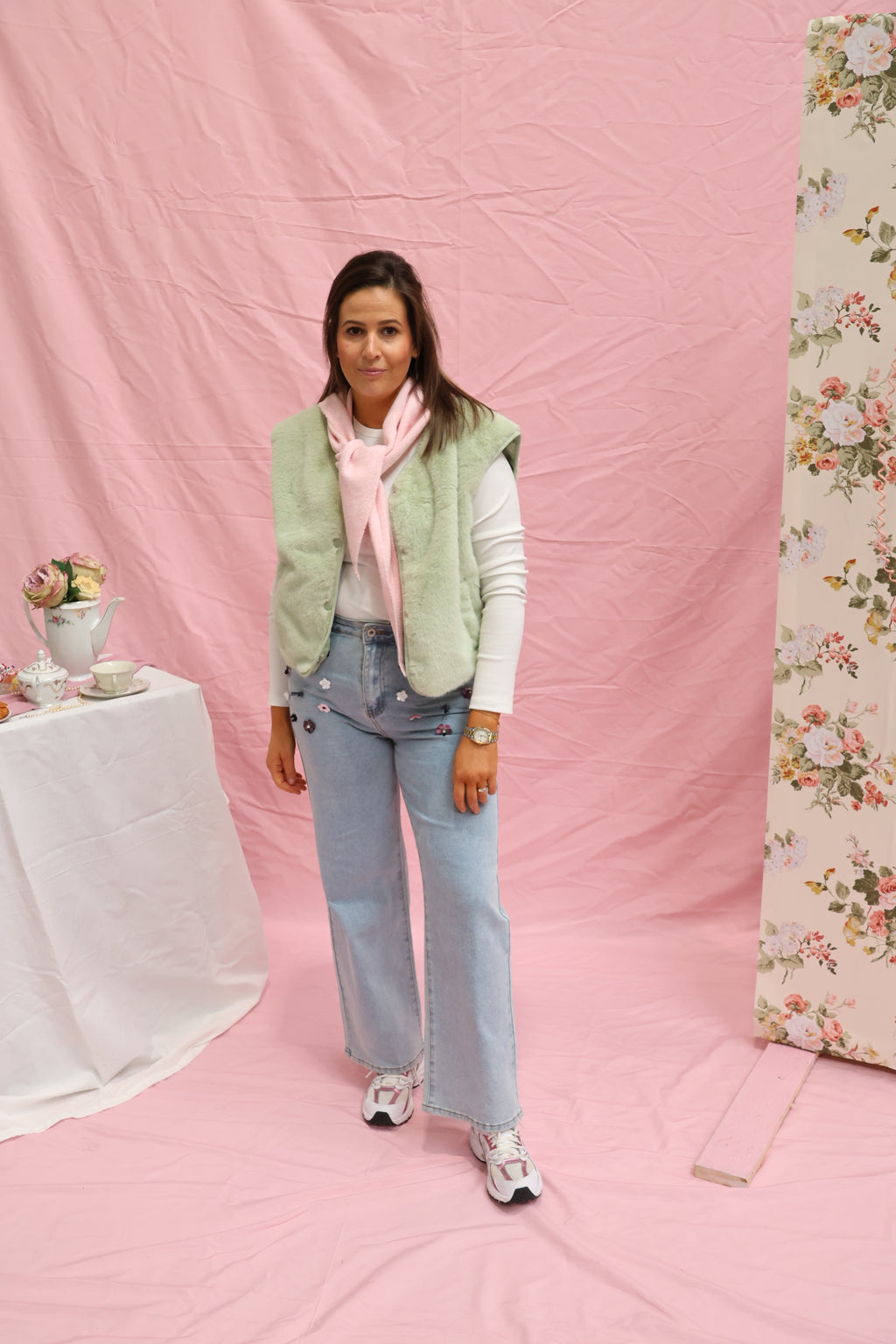 Faux fur vestje mintgroen