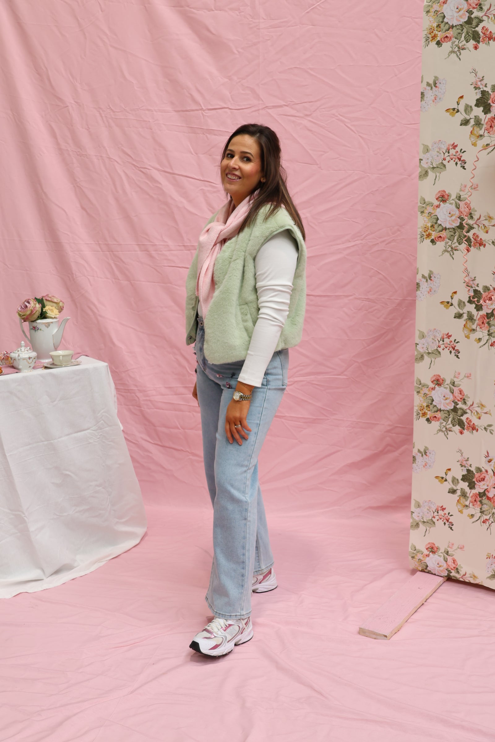 Faux fur vestje mintgroen