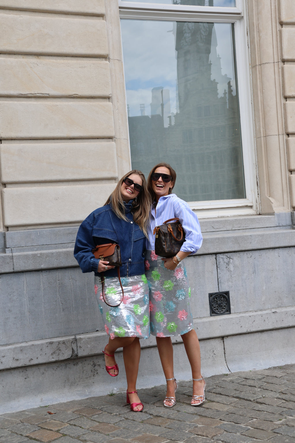 Fran midi rok met pailletten multicolour