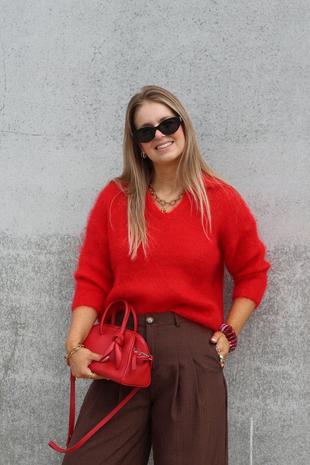 Leonce mohair polo rood