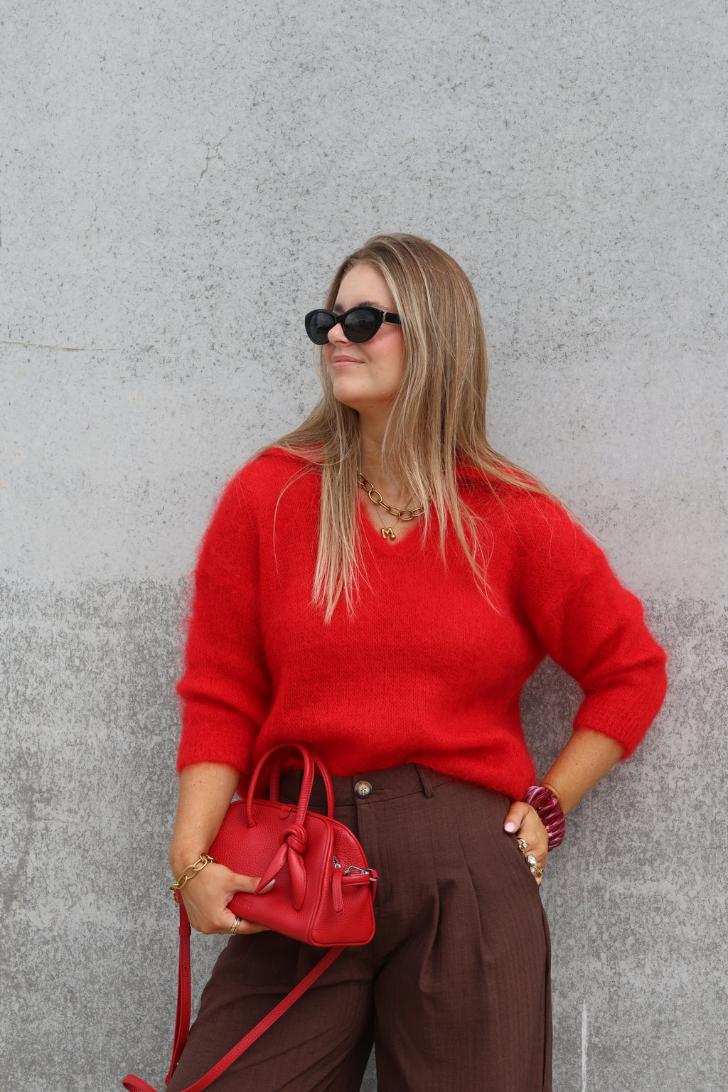Leonce mohair polo rood