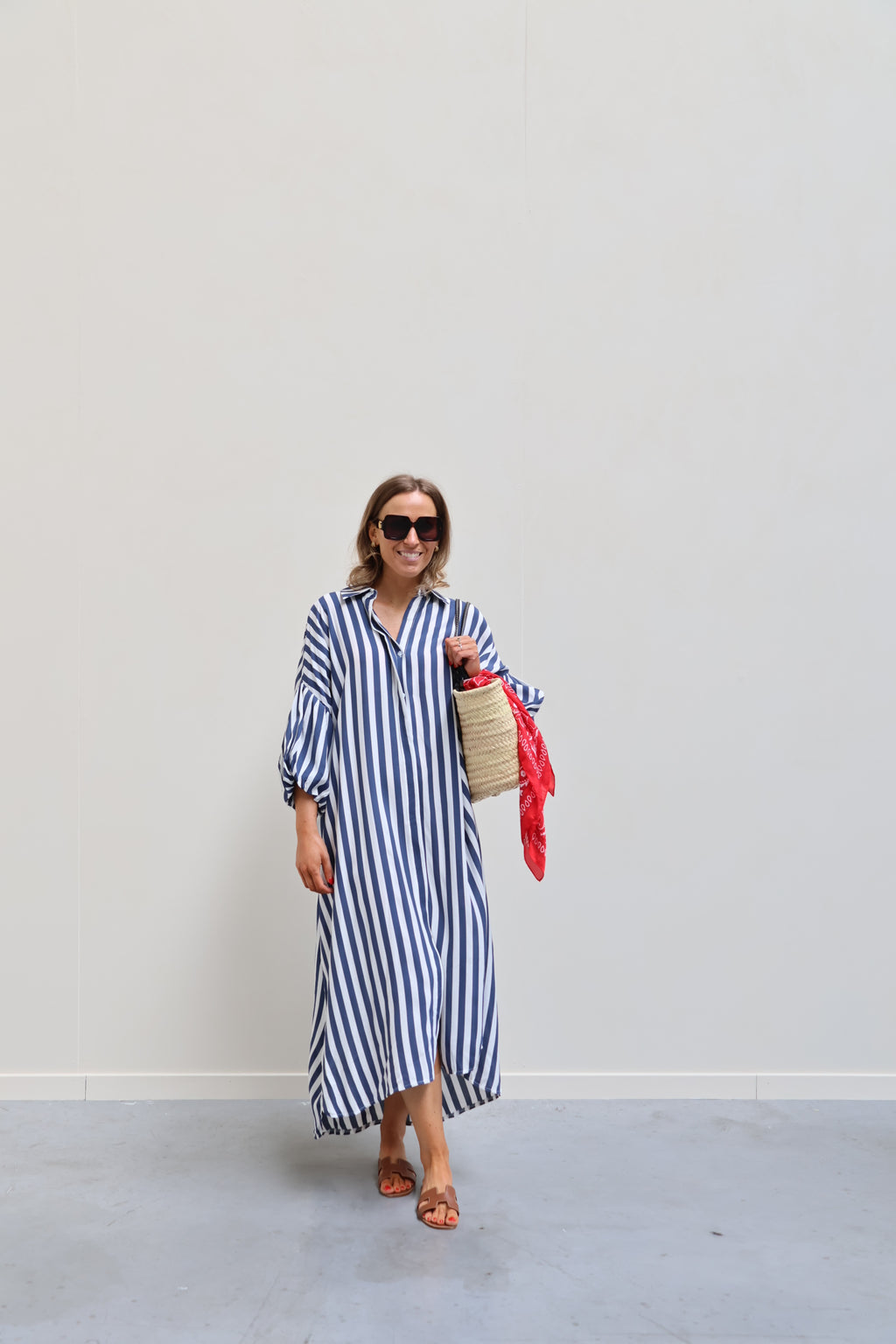 Jade gestreepte jurk marine