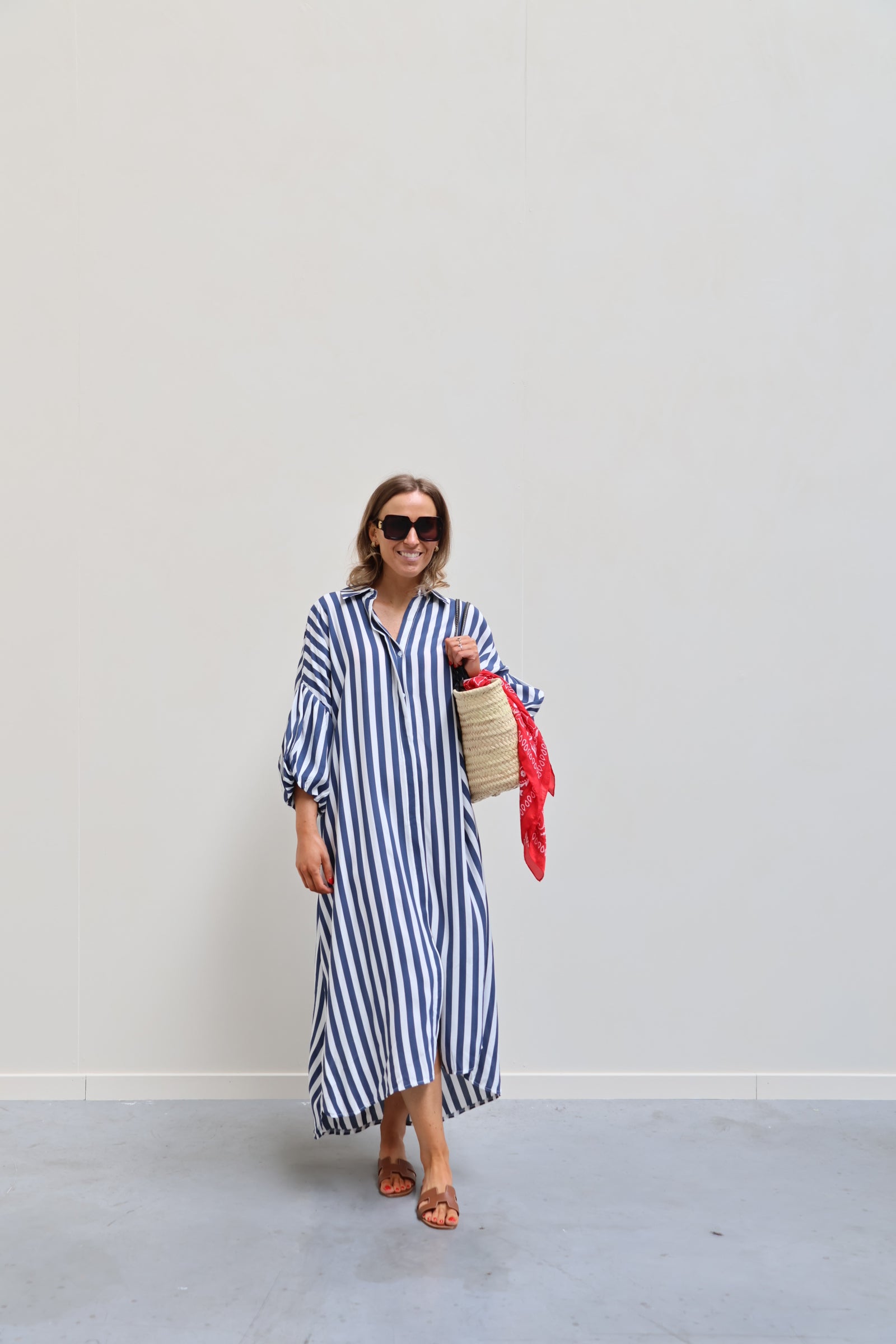 Jade gestreepte jurk marine