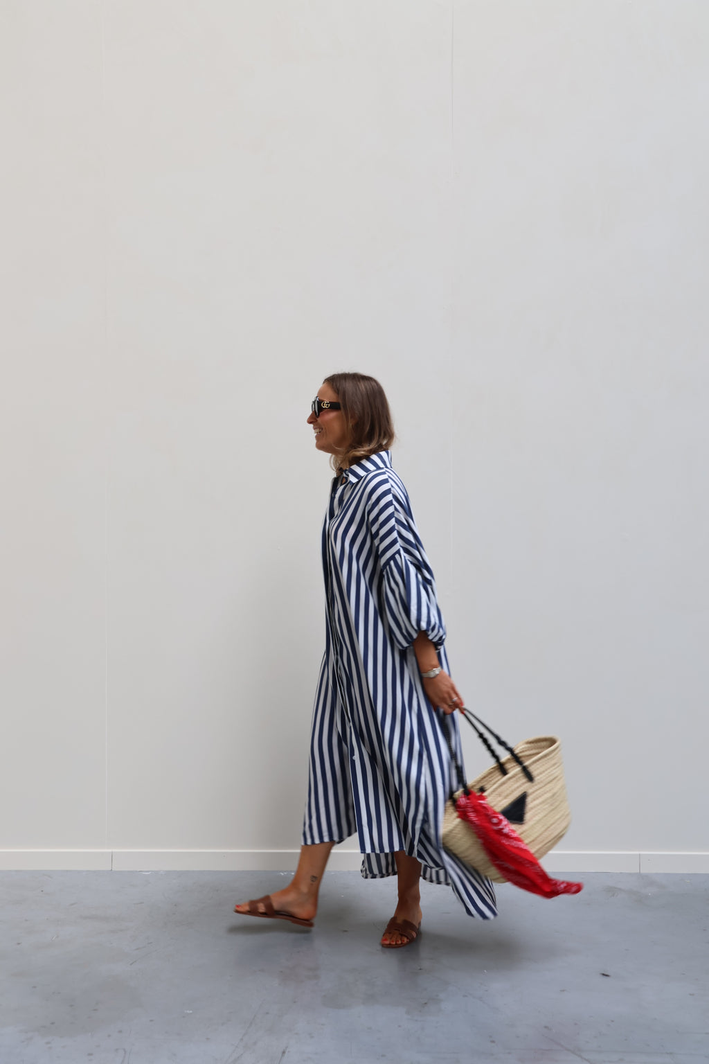 Jade gestreepte jurk marine