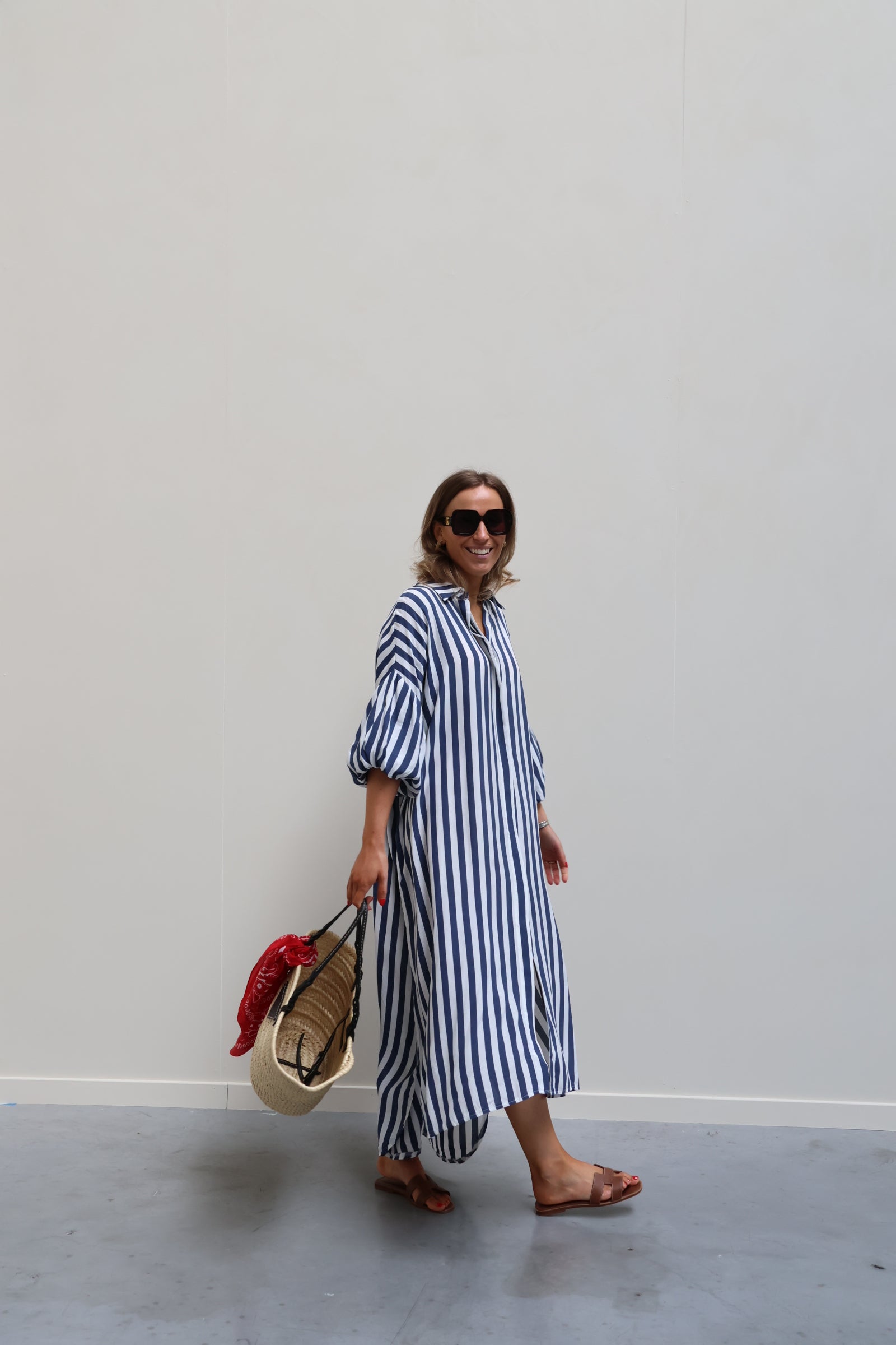 Jade gestreepte jurk marine