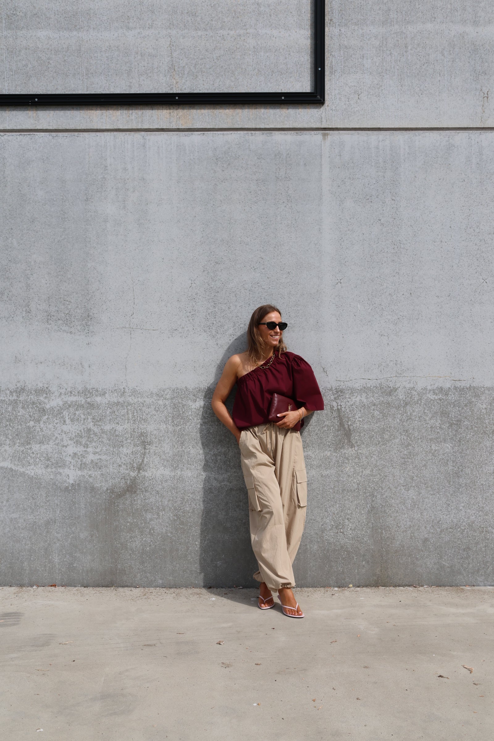 Lauren one shoulder blouse bordeaux