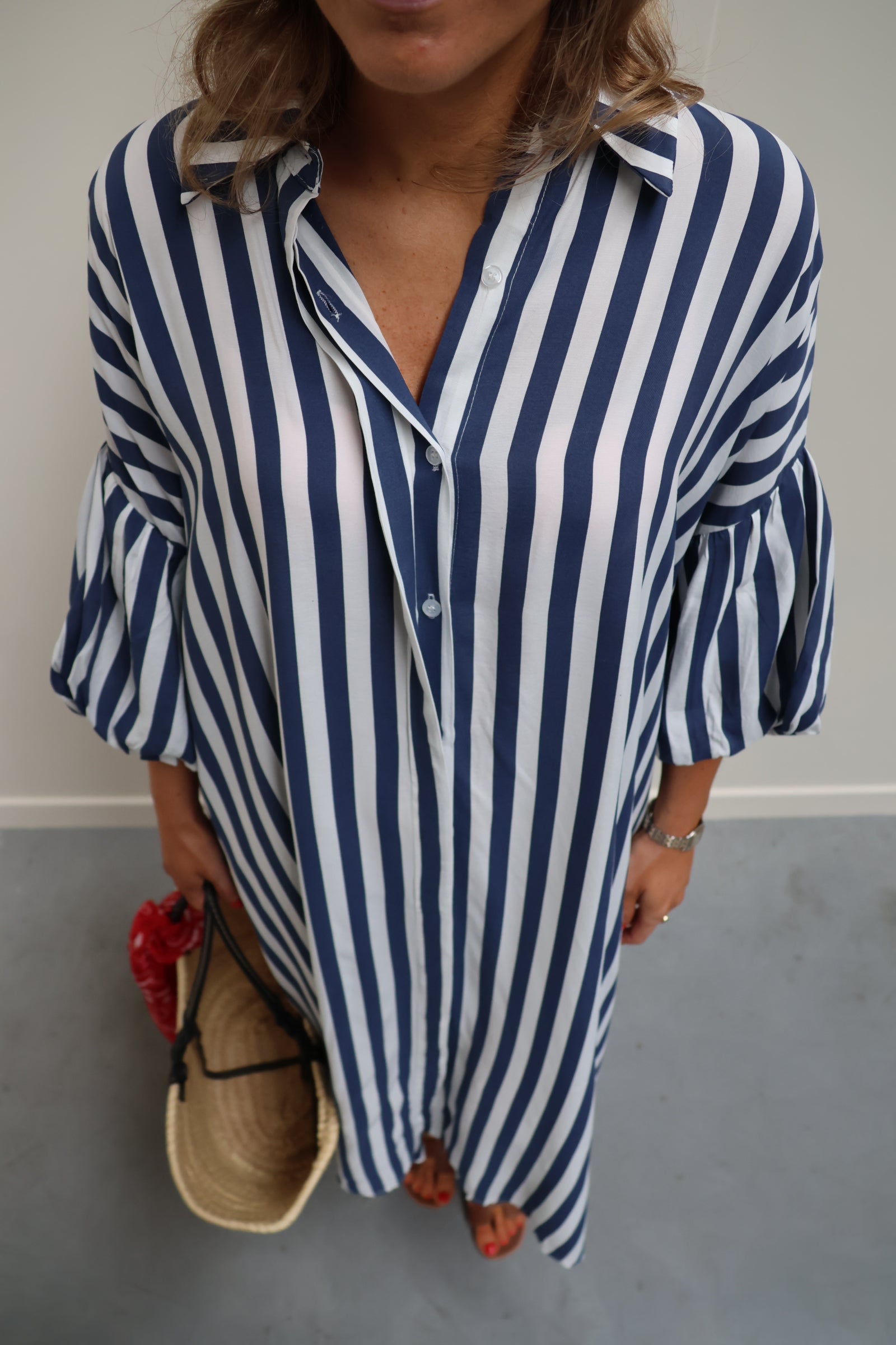 Jade gestreepte jurk marine