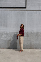 Lauren one shoulder blouse bordeaux