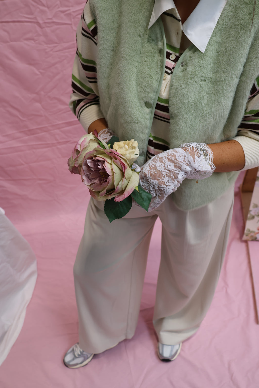 Faux fur vestje mintgroen