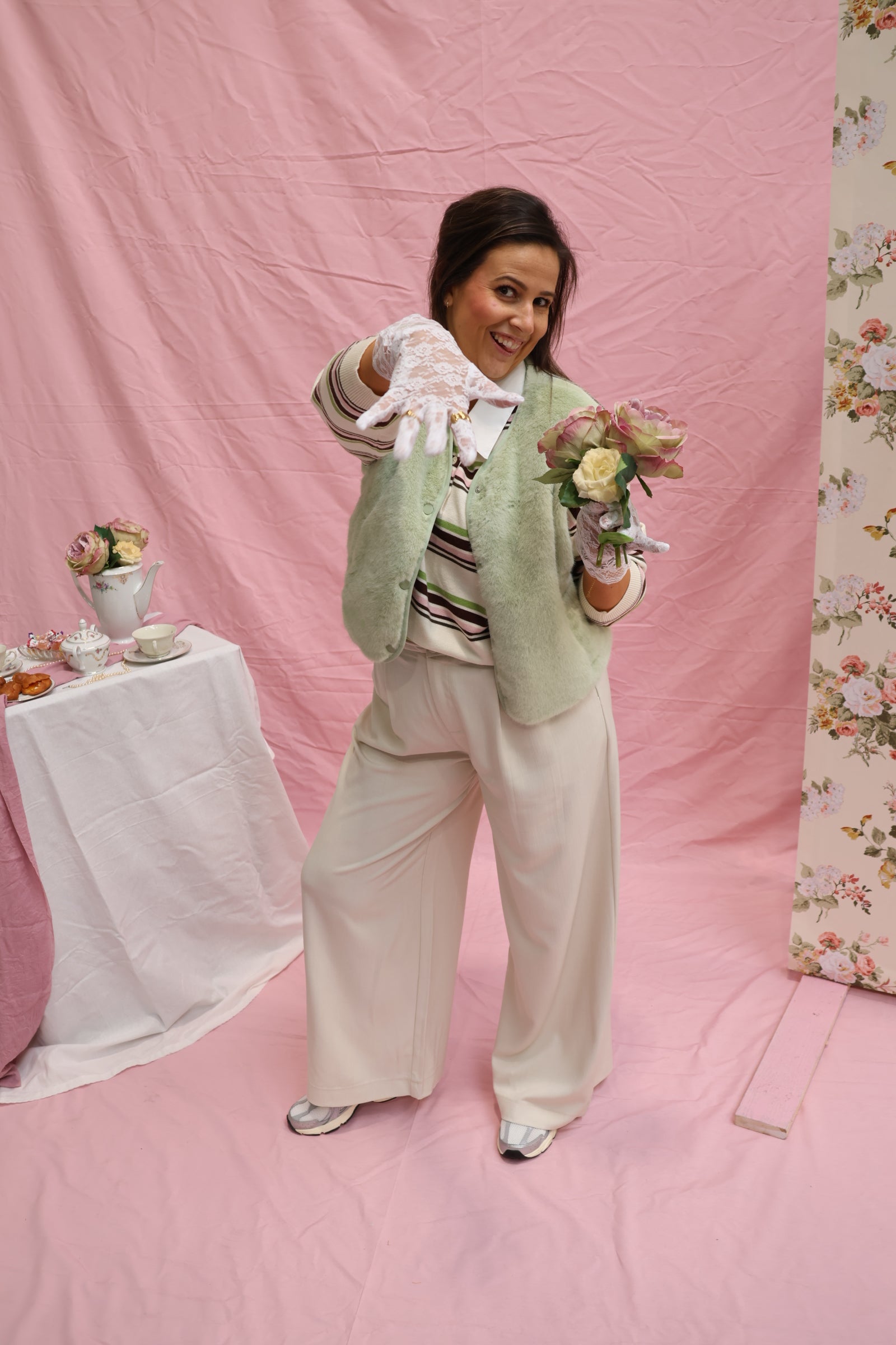 Faux fur vestje mintgroen