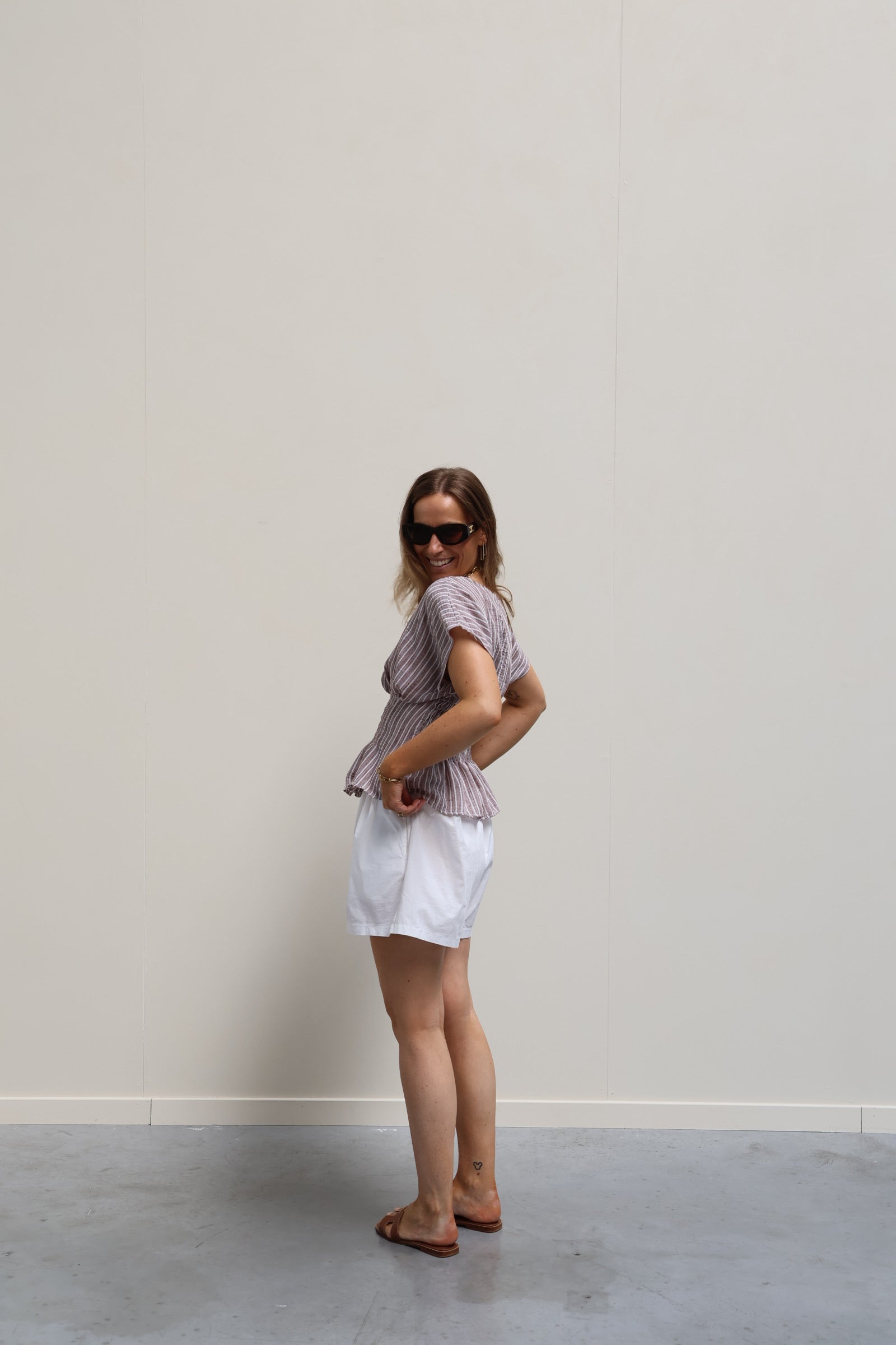 Mabel gestreepte blouse bruin