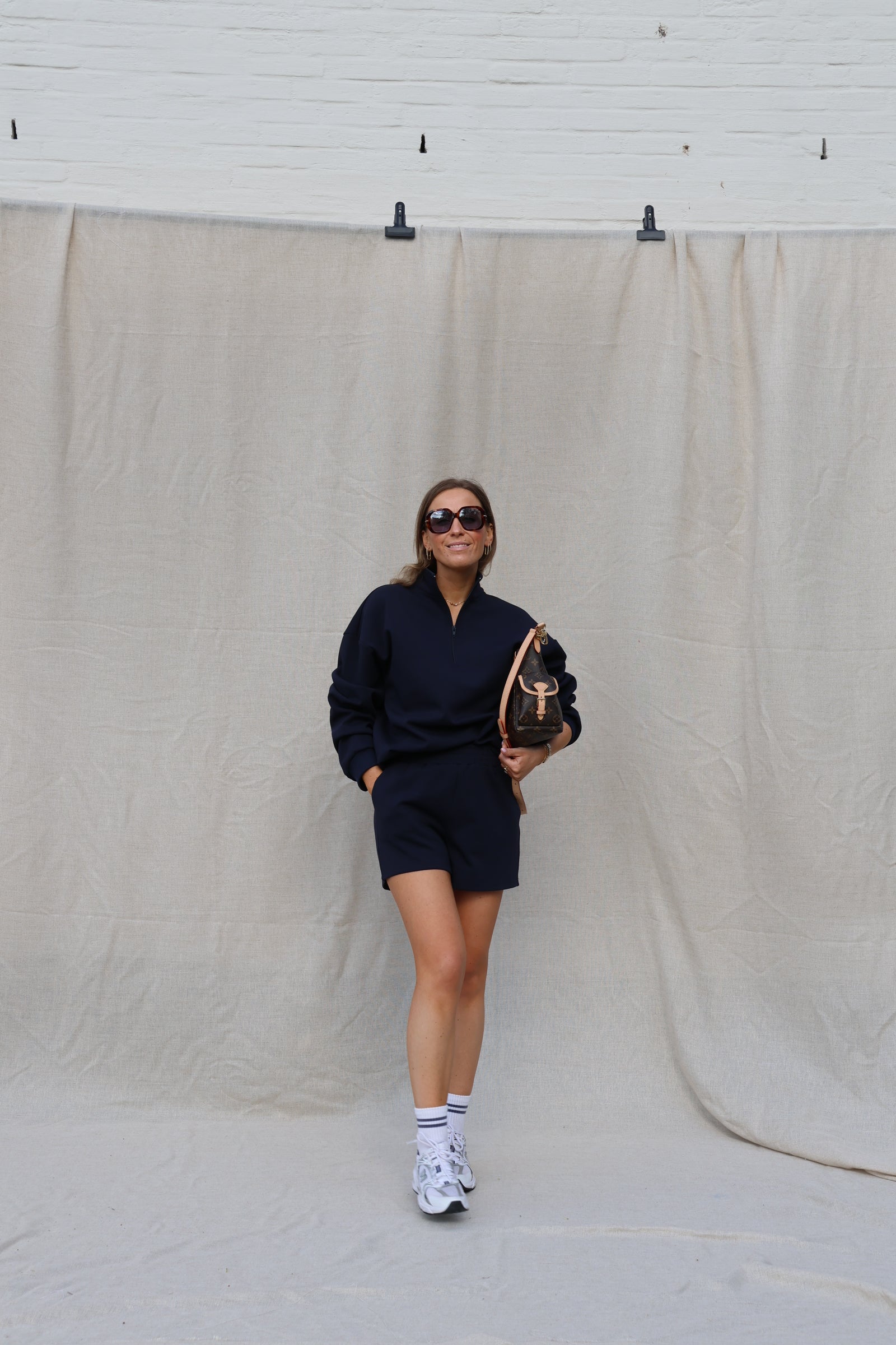 Pien sweater met rits marine
