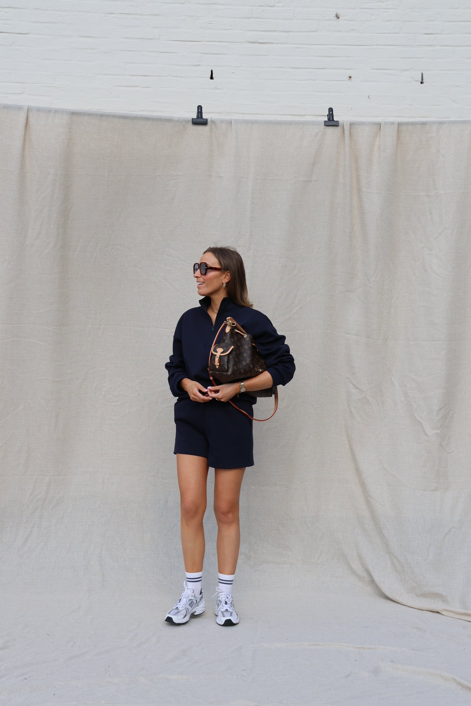 Pien sweater met rits marine