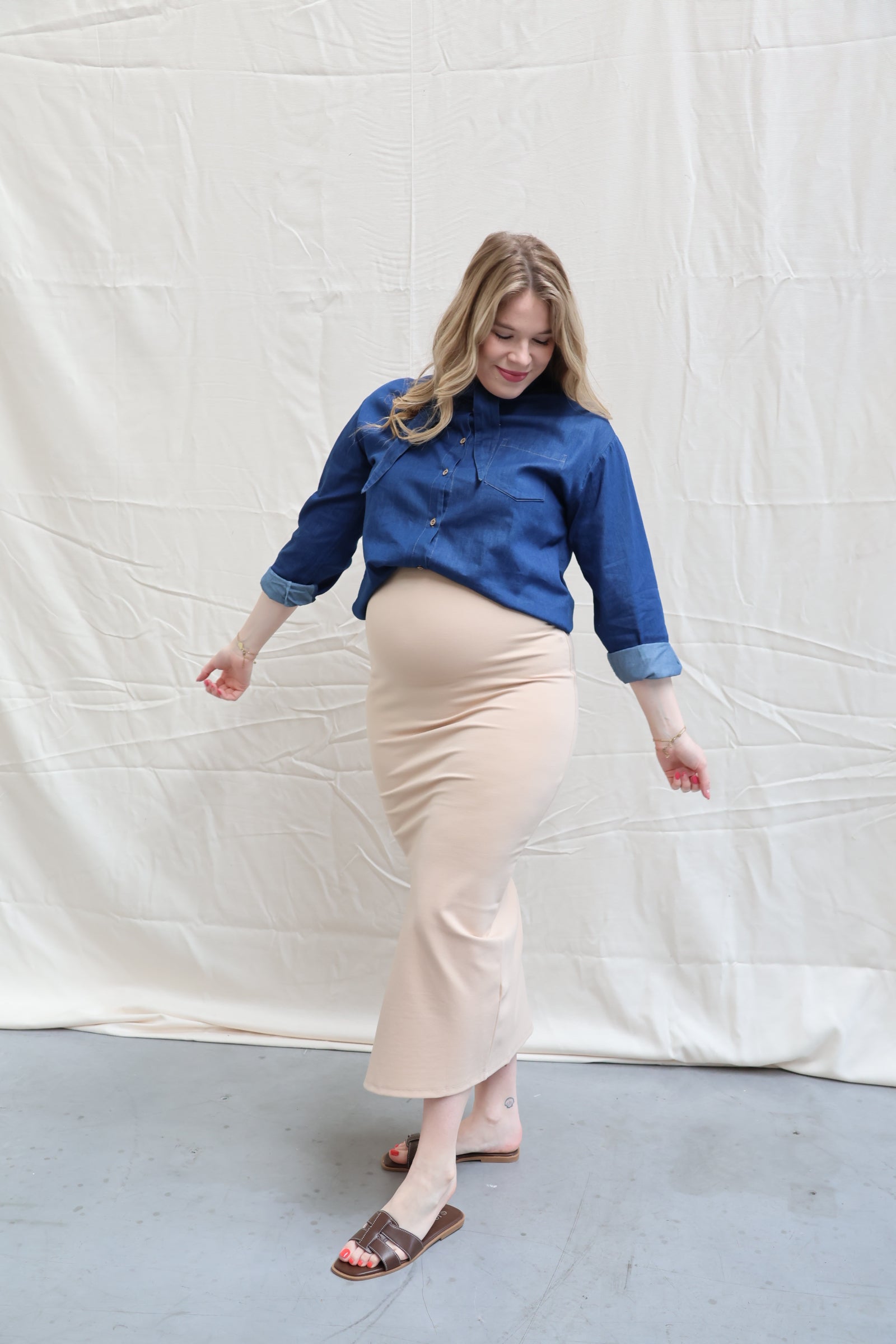 Nina split rok beige