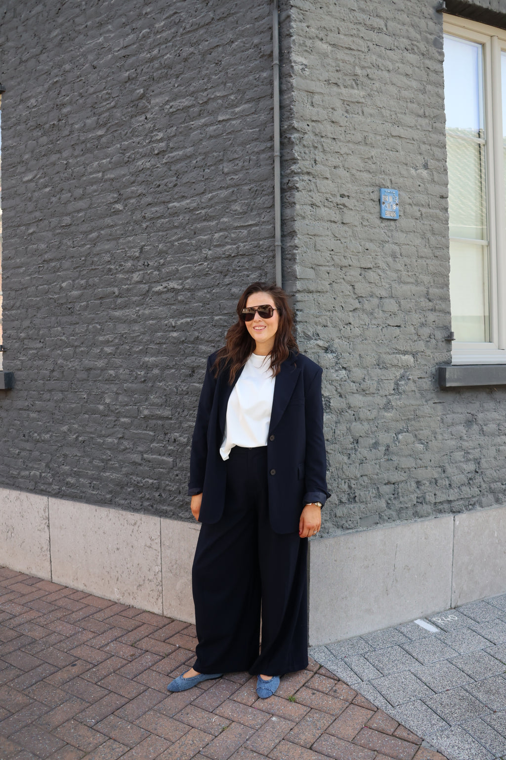 Lune pantalon met detail marine