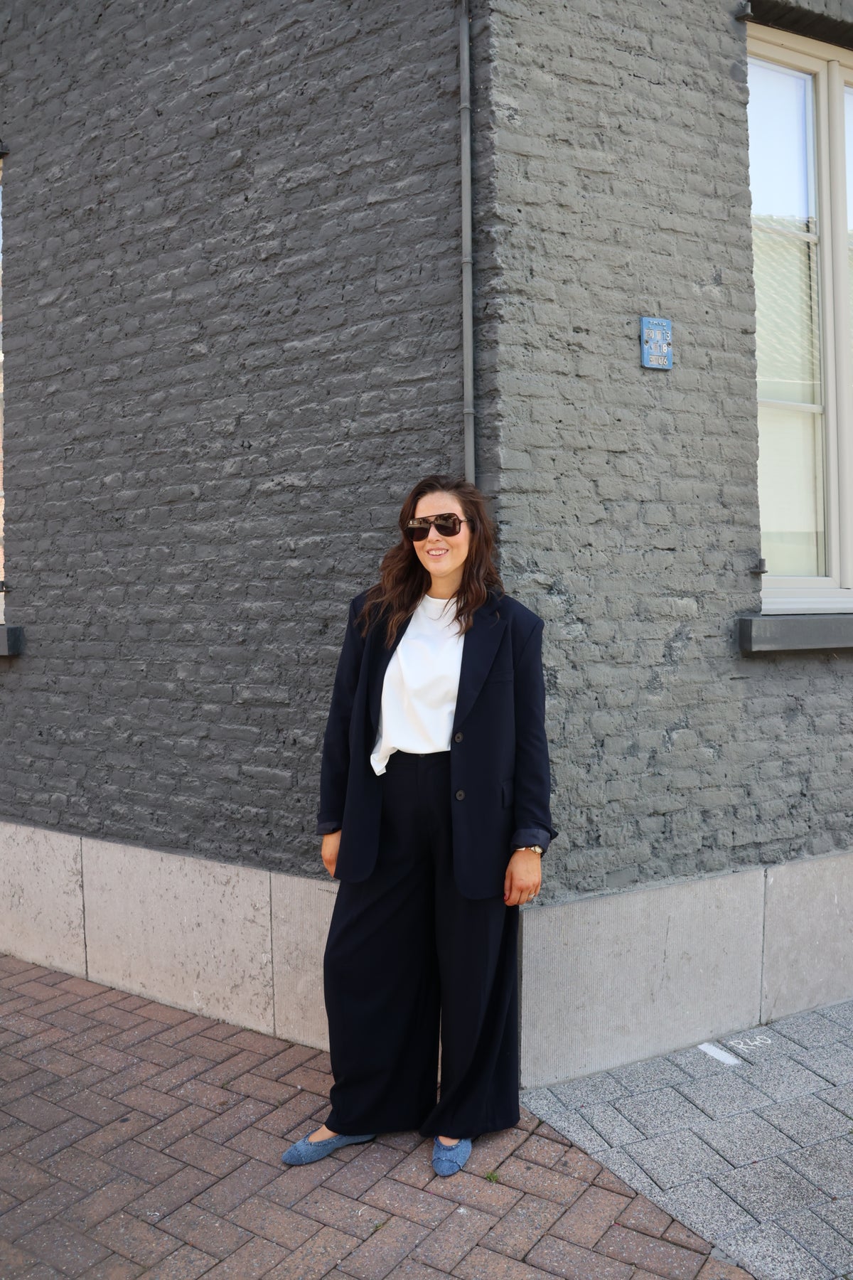 Lune pantalon met detail marine