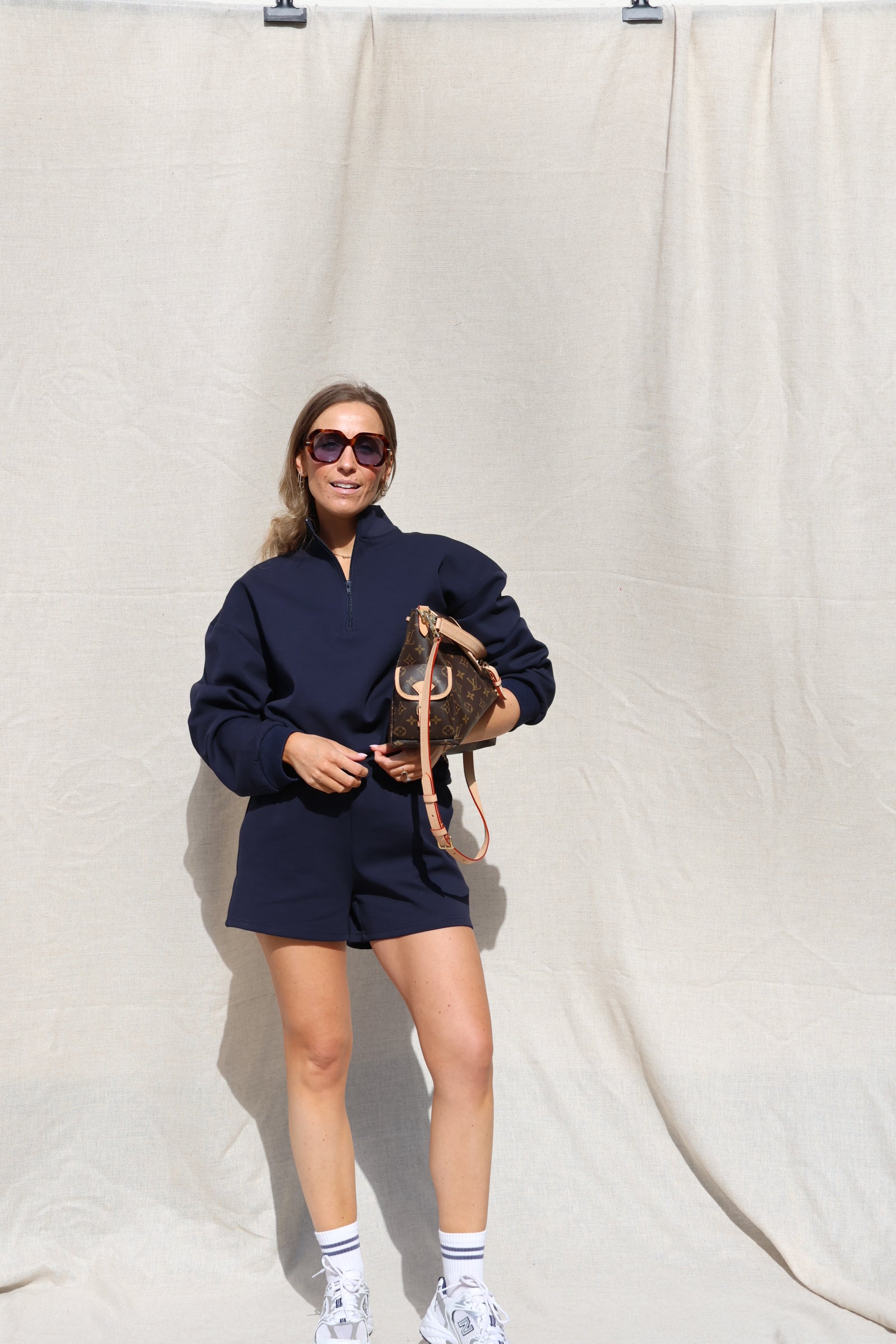 Pien sweater met rits marine