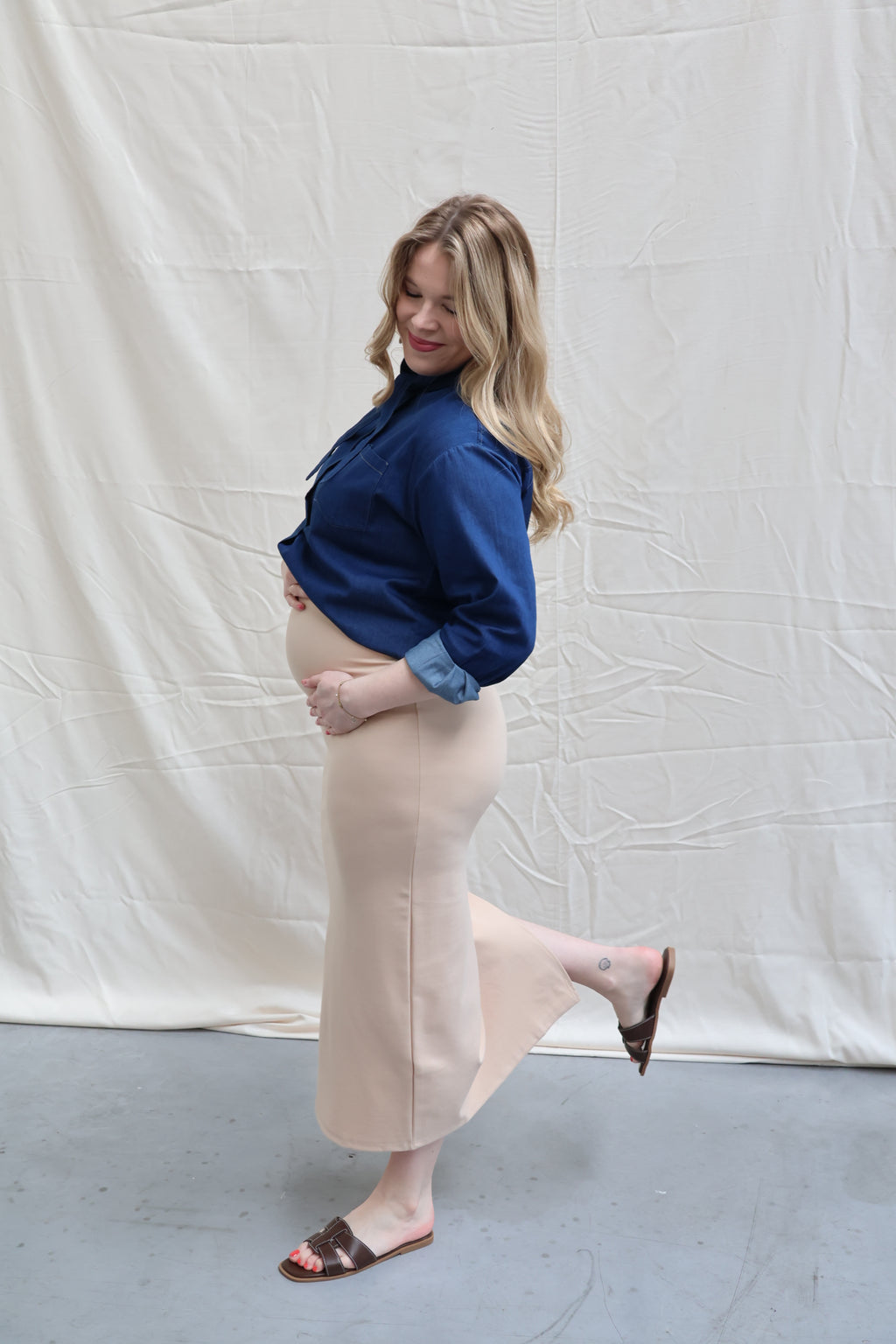 Nina split rok beige