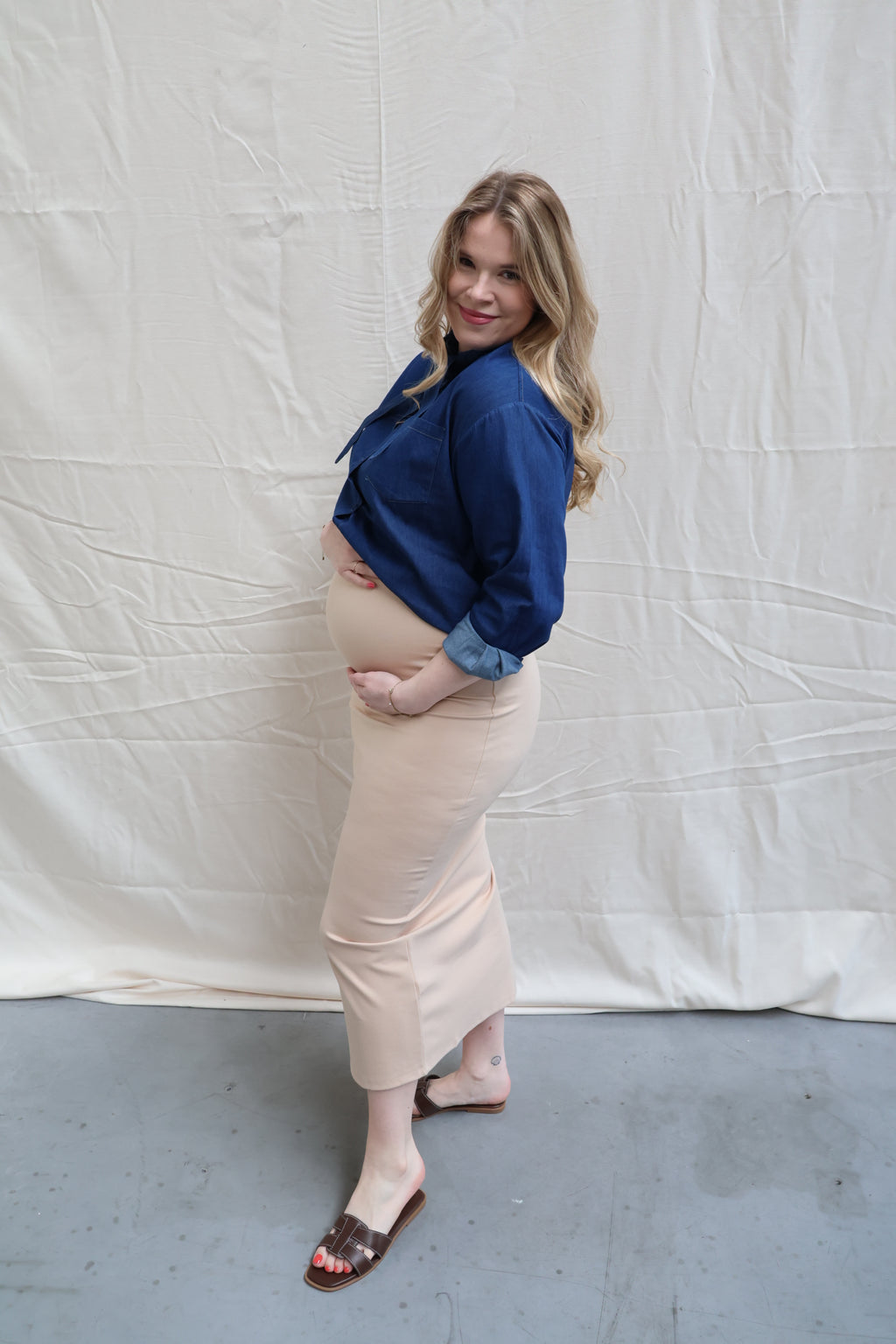 Nina split rok beige