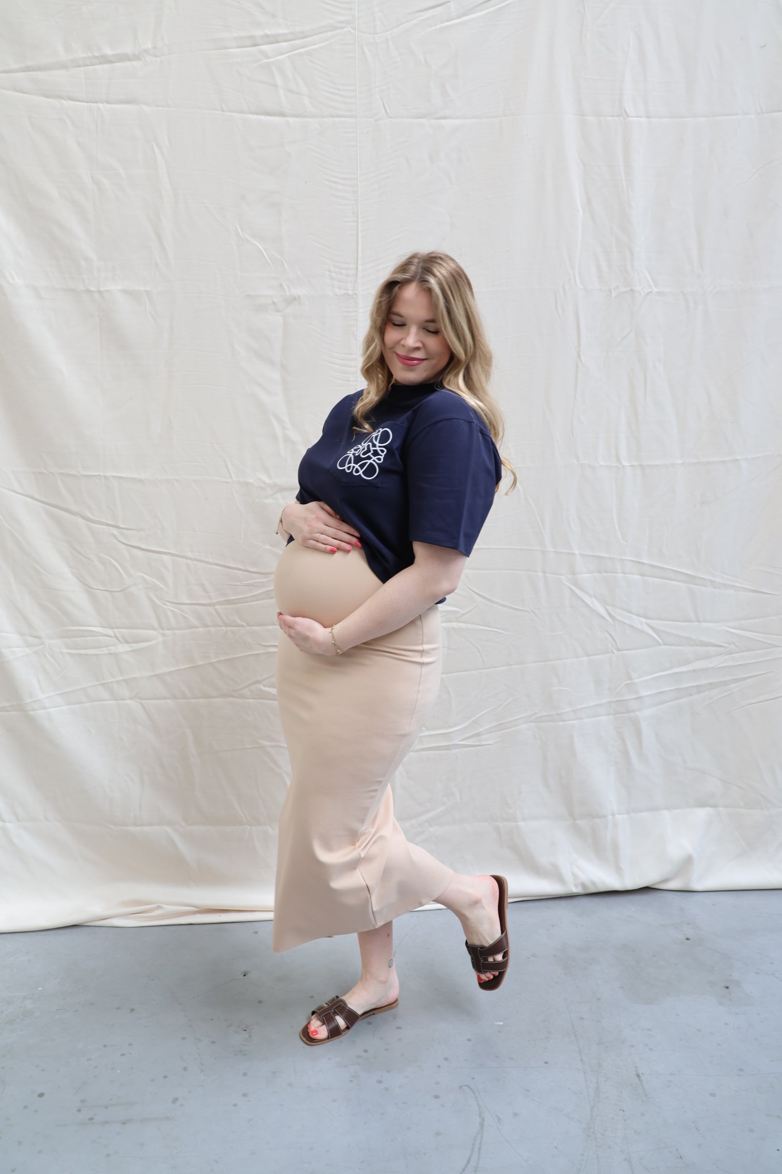 Nina split rok beige