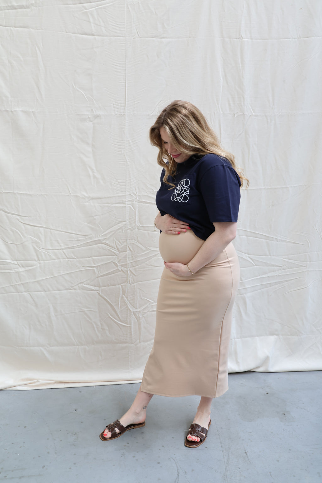 Nina split rok beige