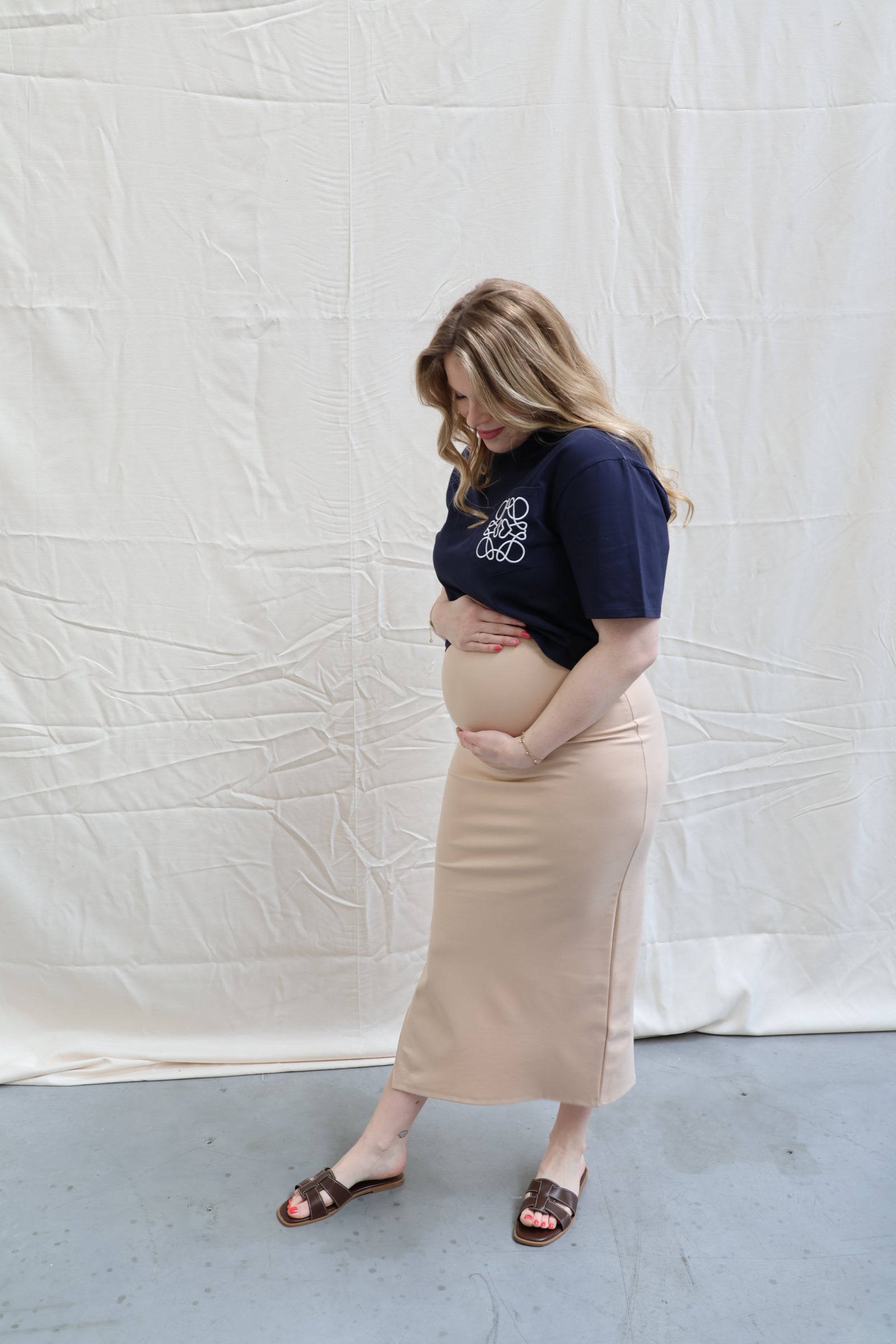 Nina split rok beige