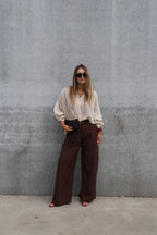 Lieke blouse met wijde mouwen beige