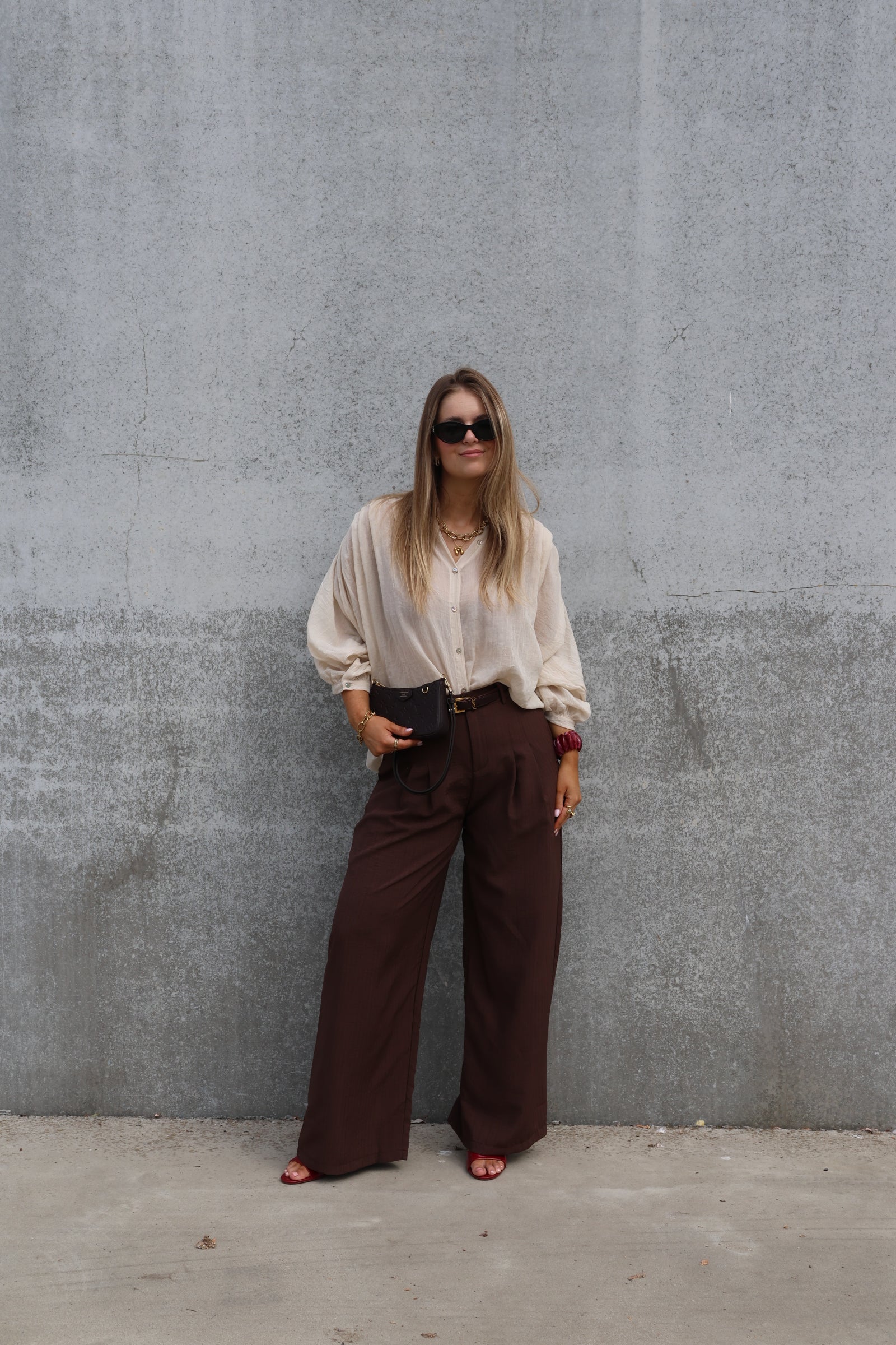 Lieke blouse met wijde mouwen beige