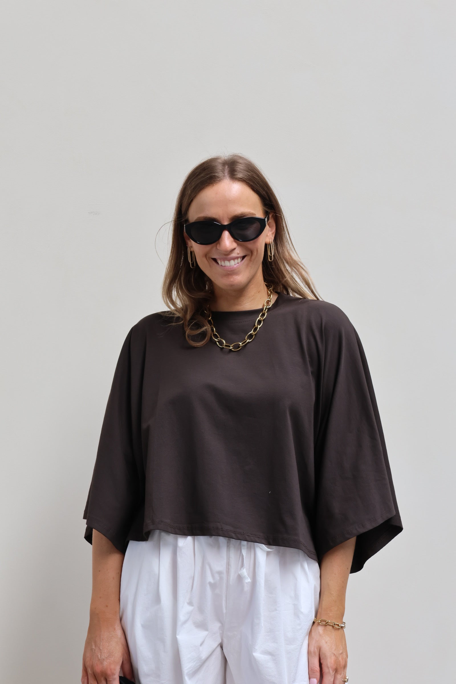 Emma cropped T-shirt bruin