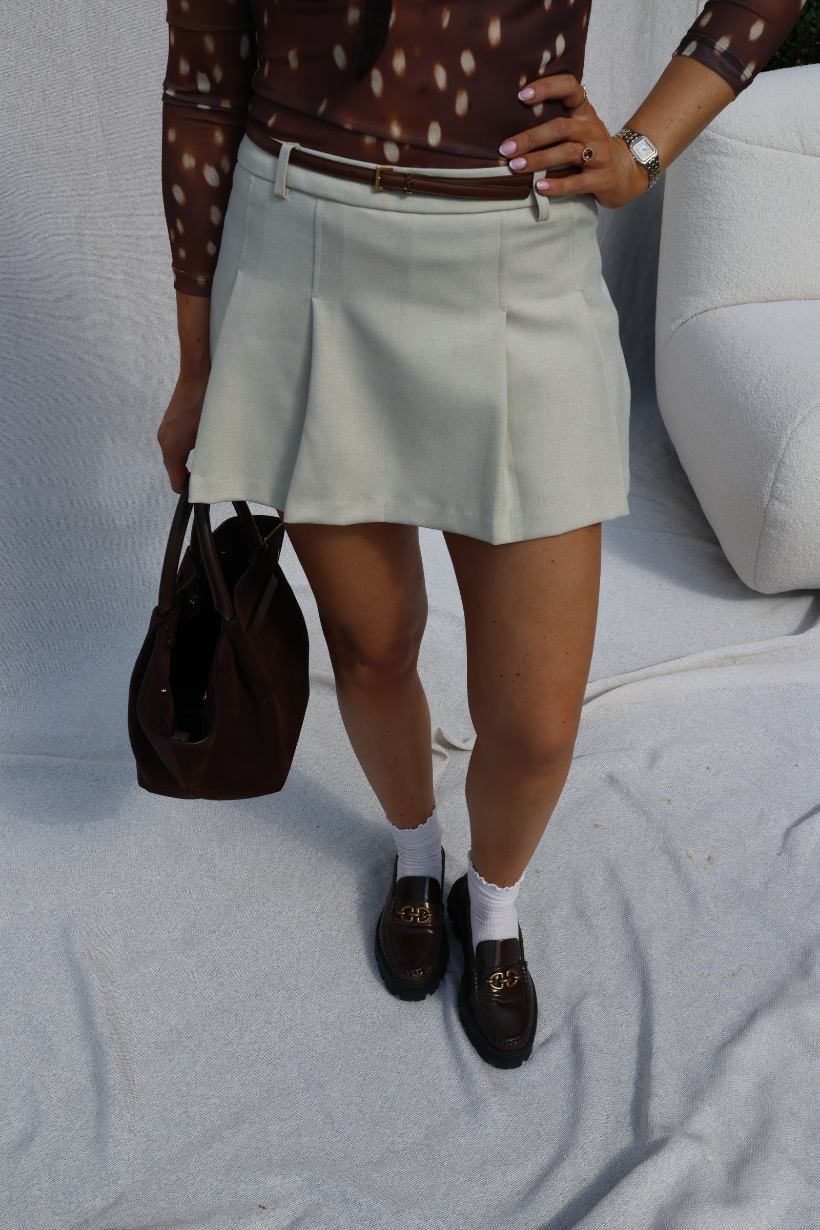 Célina plooirokje beige