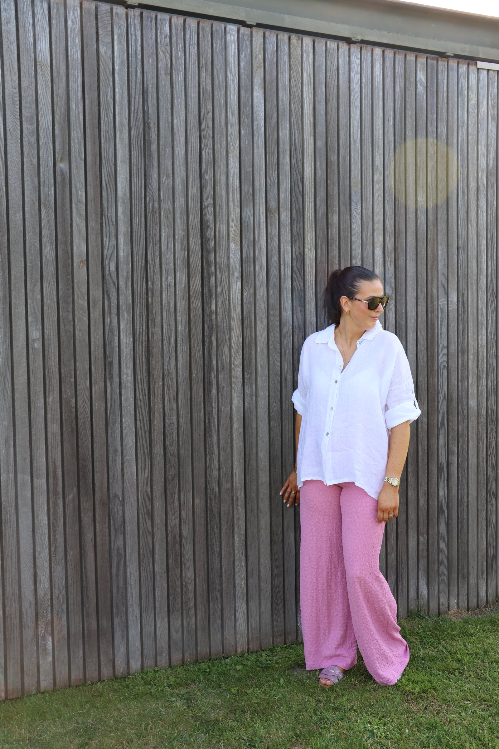 Fien pantalon met structuur roze