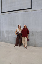 Yara pantalon met detail bruin