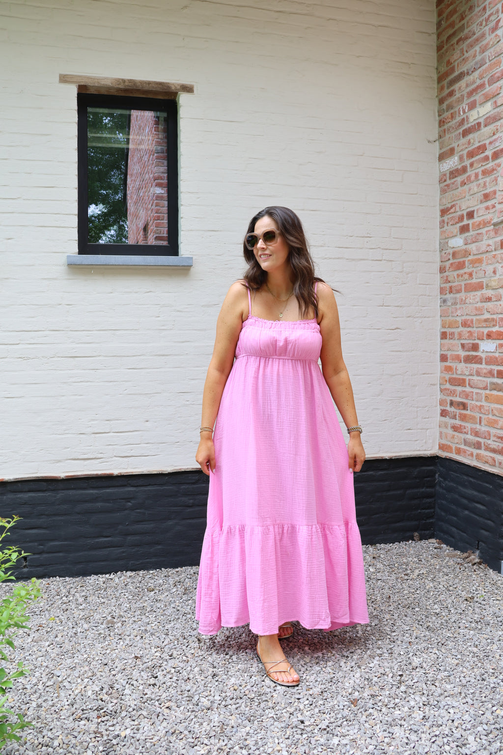 Anaïs lange jurk roze