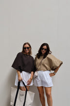 Vive blouse met wijde mouwen beige
