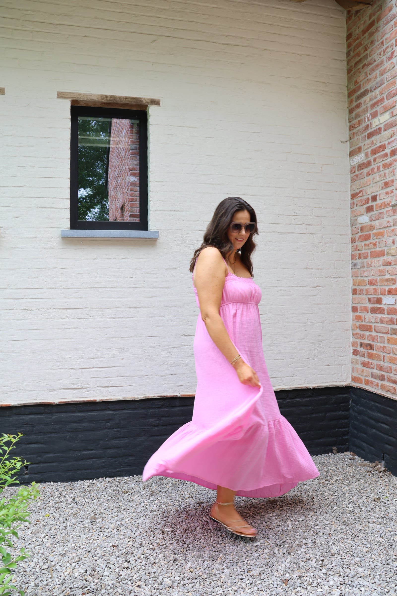 Anaïs lange jurk roze