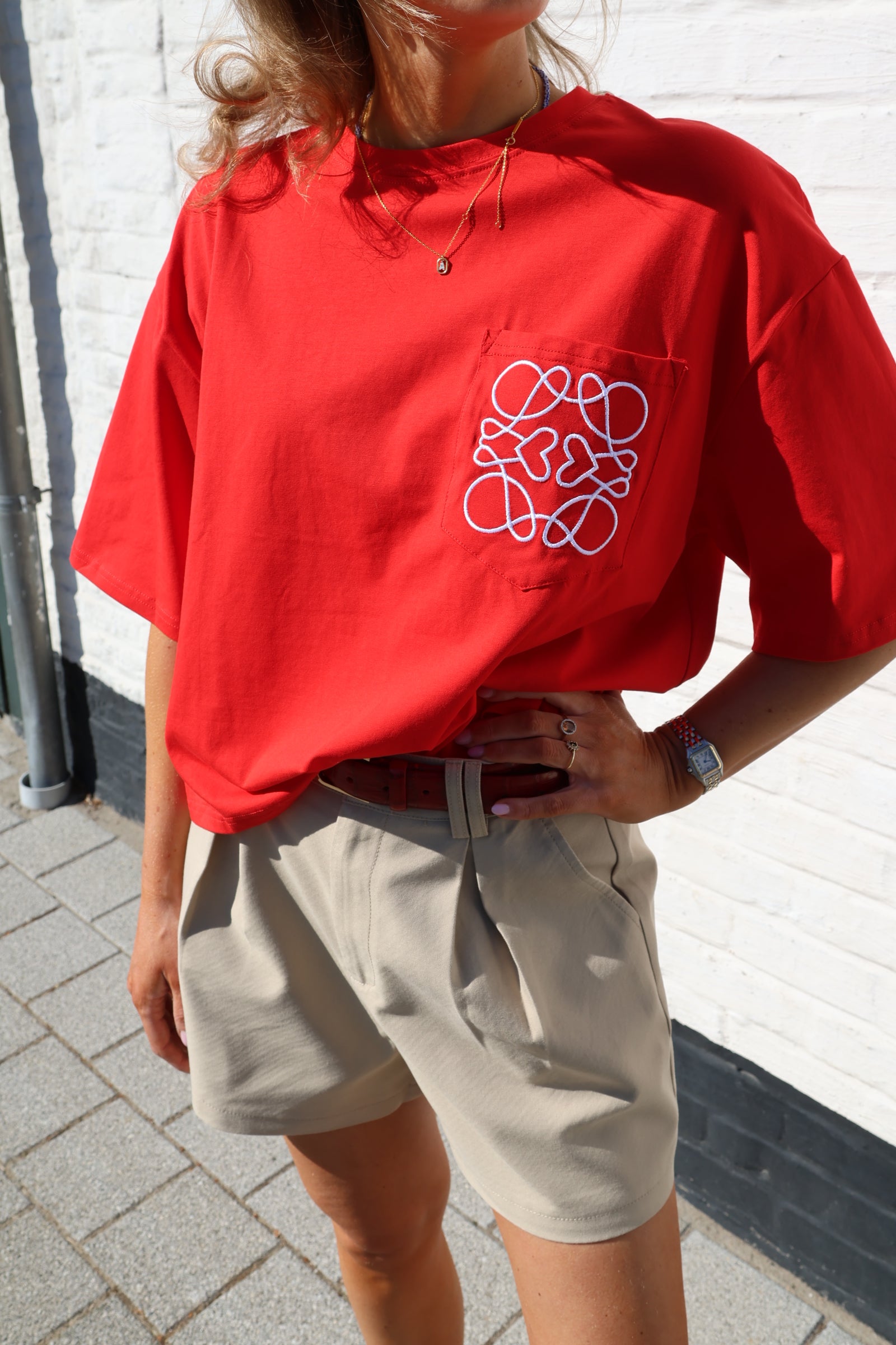 Nienke detail T-shirt rood