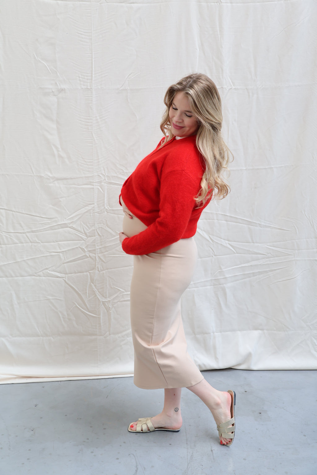 Nina split rok beige