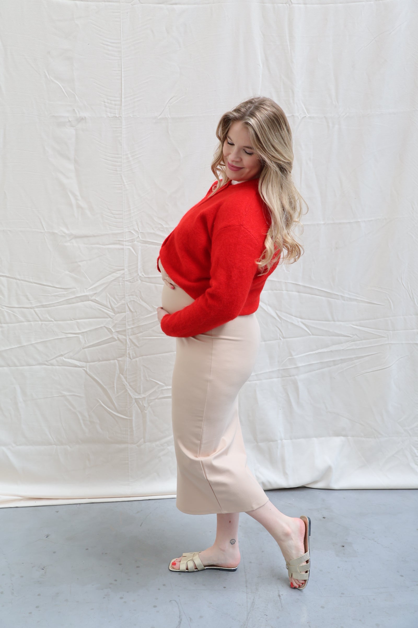 Nina split rok beige