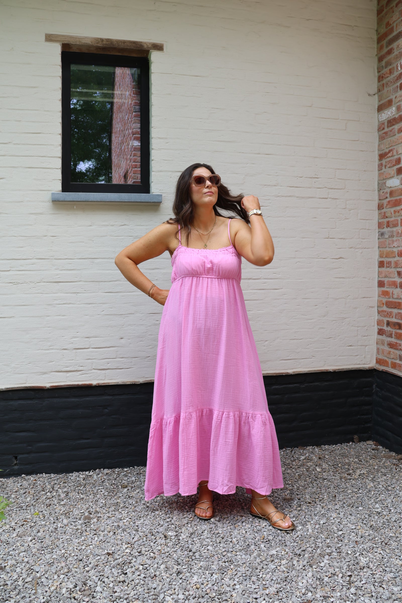 Anaïs lange jurk roze