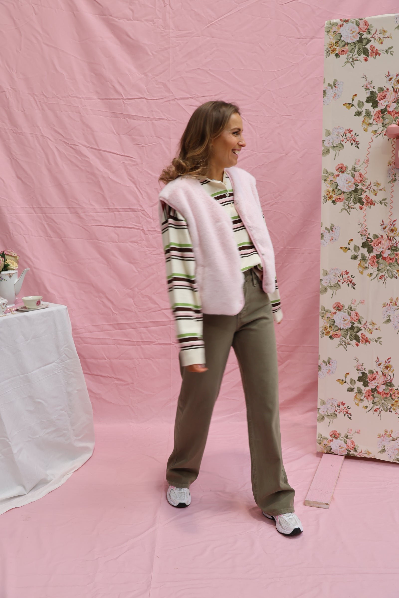 Faux fur vestje poederroze