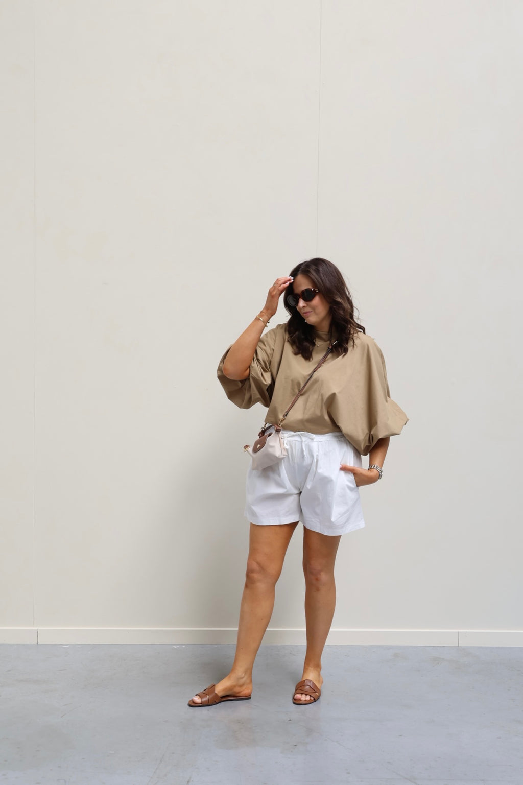 Vive blouse met wijde mouwen beige