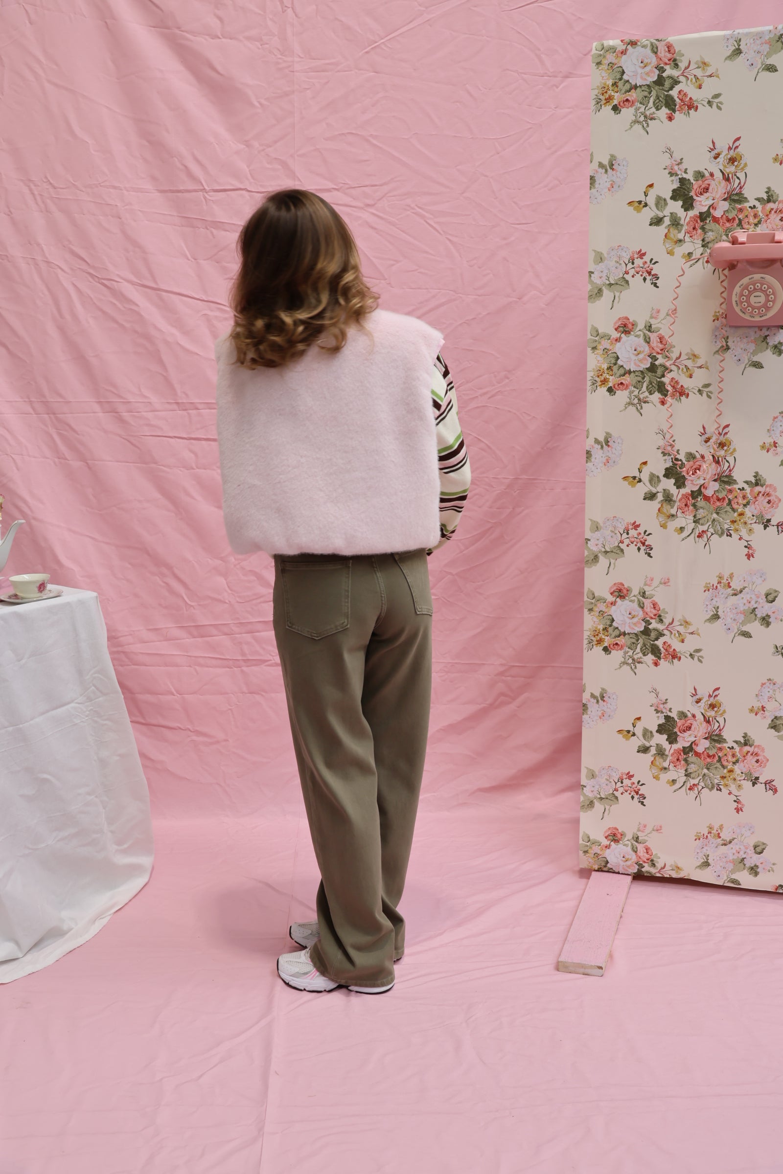 Faux fur vestje poederroze