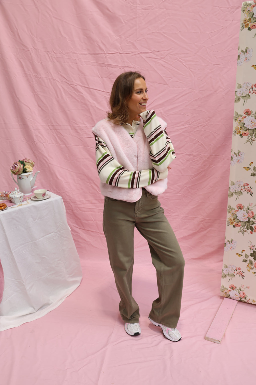 Faux fur vestje poederroze