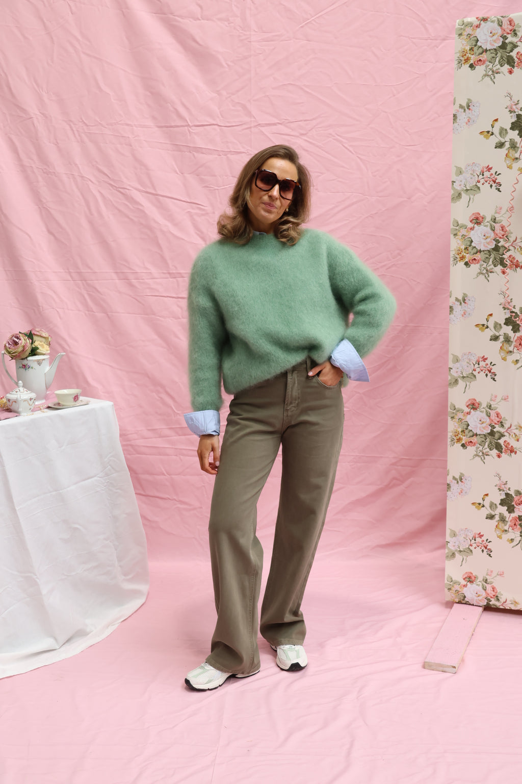 Antonia mohair knit soft green