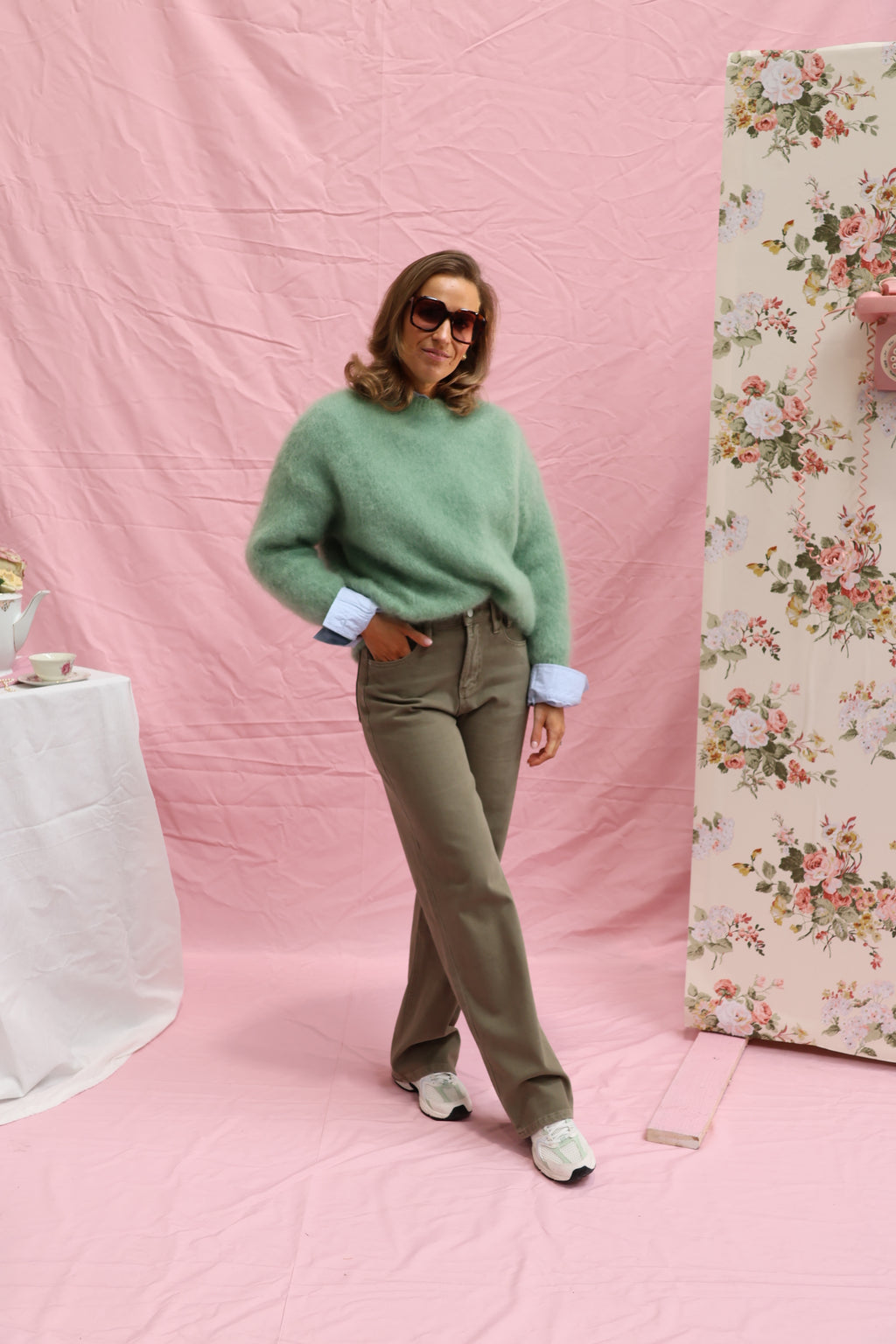 Antonia mohair knit soft green