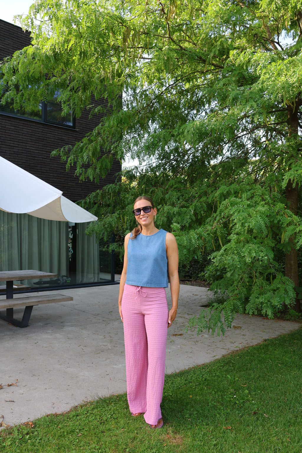 Fien pantalon met structuur roze