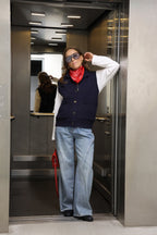Kato mouwloze cardigan marine