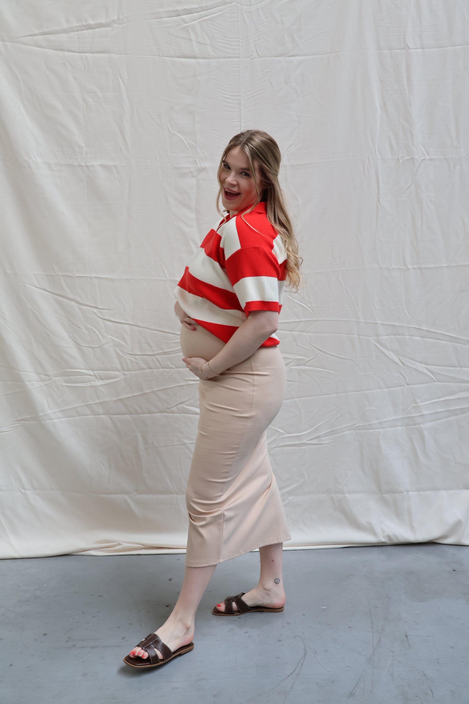 Nina split rok beige